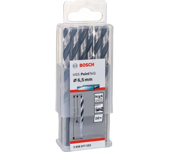 Bosch  HSS PointTeQ Twist Drill Bit for Metal  6.5x63x101 mm