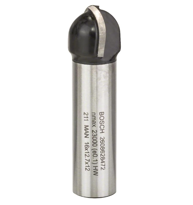Bosch 2608628472 Կիսակլոր ֆրեզ (Core Box Bit), Արծաթագույն/Սև, 12 × 16 × 54 մմ