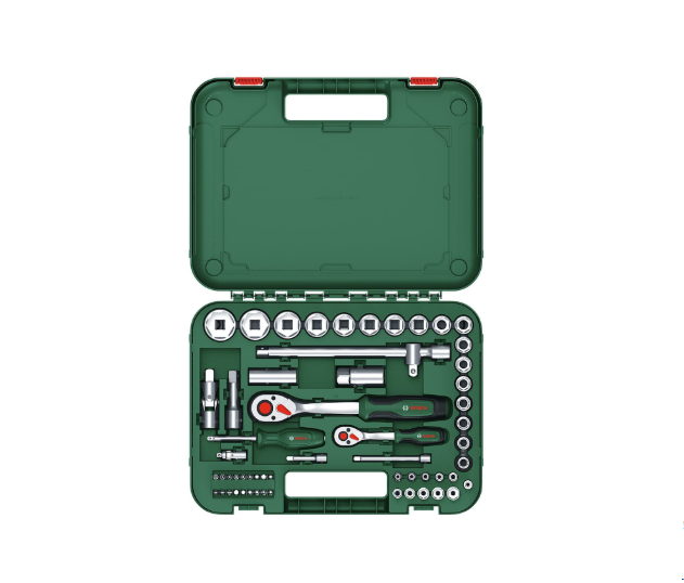 Bosch 1/4" + 1/2" Բանալի (трещотка) և կալպակի գլխիկների հավաքածու