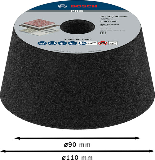 BOSCH 1608600240 conical sanding bowl for stone/concrete 90 x 110 x 55 mm, M36