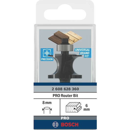 BOSCH  semi-hollow profile cutter 8 mm, R1 6 mm, L 19 mm, G 63 mm