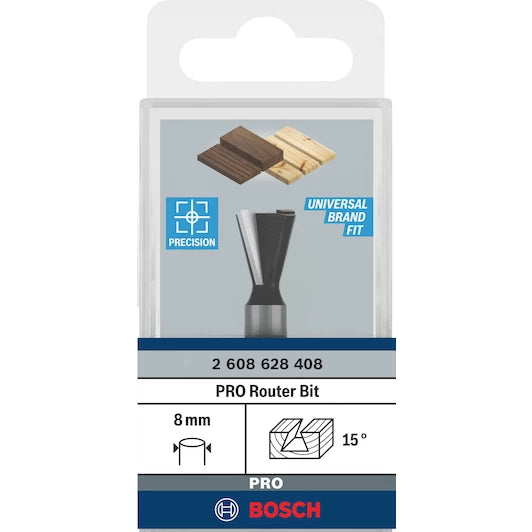 BOSCH dovetail cutter 8 mm, D1 14 mm, L 14 mm, G 55 mm, 15°