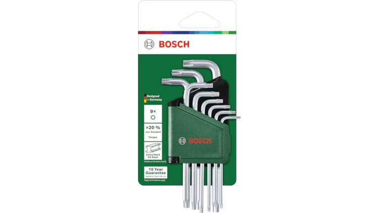 Bosch Torx (աստղիկ) բանալիների հավաքածու (L-ձև Torx բանալիներ) 9 կտոր